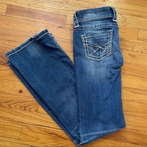 Bke Stella 27 long blue distressed jeans bootcut